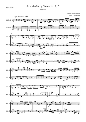 Brandenburg Concerto No. 3 in G major, BWV 1048 1st Mov. (J.S. Bach) for Violin Duo