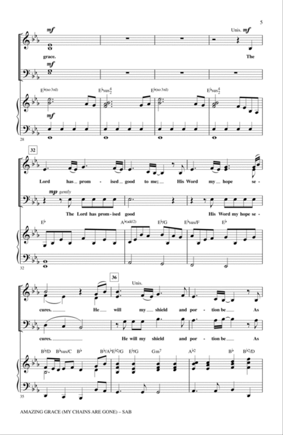 Amazing Grace (My Chains Are Gone) 3-Part scores gallery preview page 4