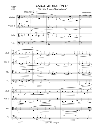 "O Little Town of Bethlehem" from 12 CAROL MEDITATIONS for String Quartet