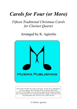Book cover for Carols for Four (or more) - Fifteen Carols for Clarinet Quartet