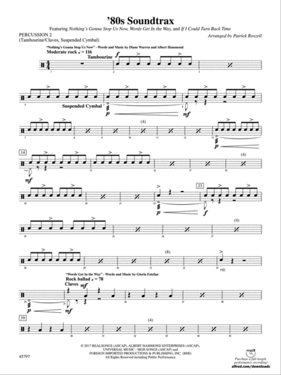 '80s Soundtrax: 2nd Percussion Concert Band scores gallery preview page 1