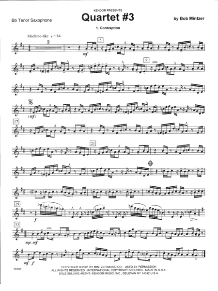 Quartet #3 - Bb Tenor Saxophone