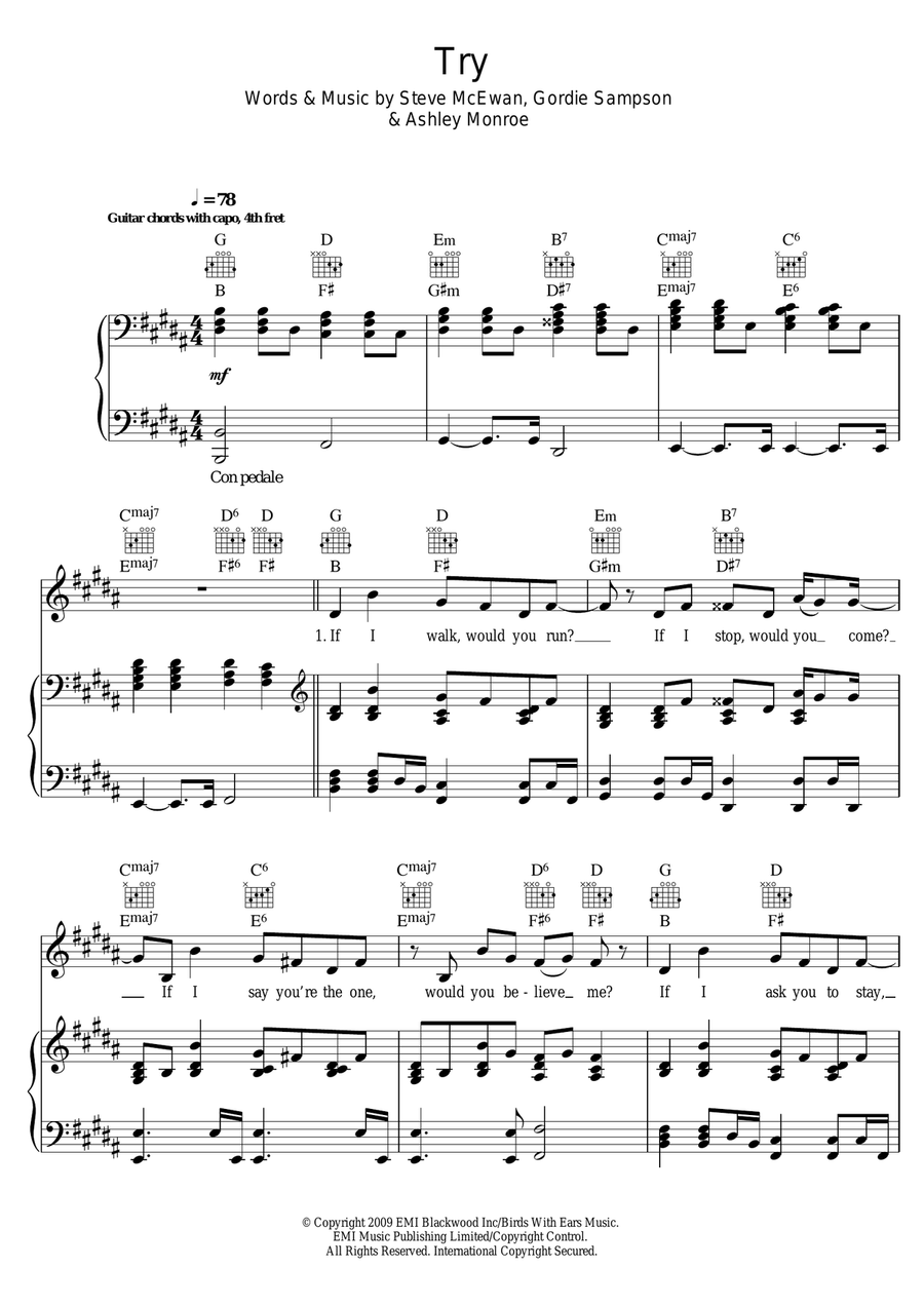 Try Piano, Vocal scores gallery preview page 1