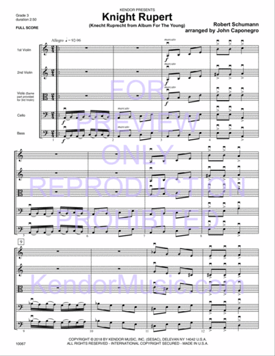Knight Rupert (Knecht Ruprecht From Album For The Young) (Full Score) String Orchestra scores gallery preview page 3