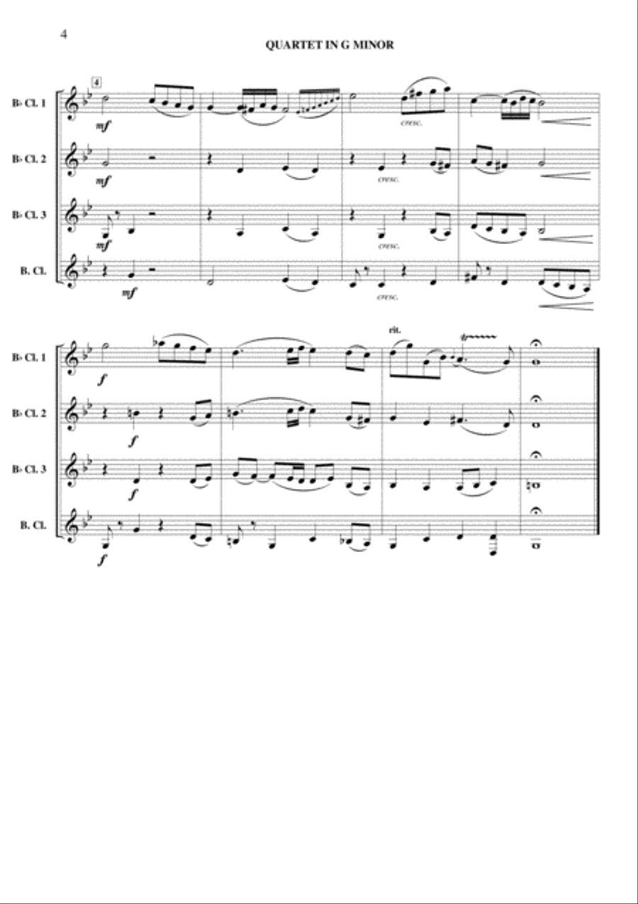Quartet in G Minor Clarinet Quartet scores gallery preview page 5