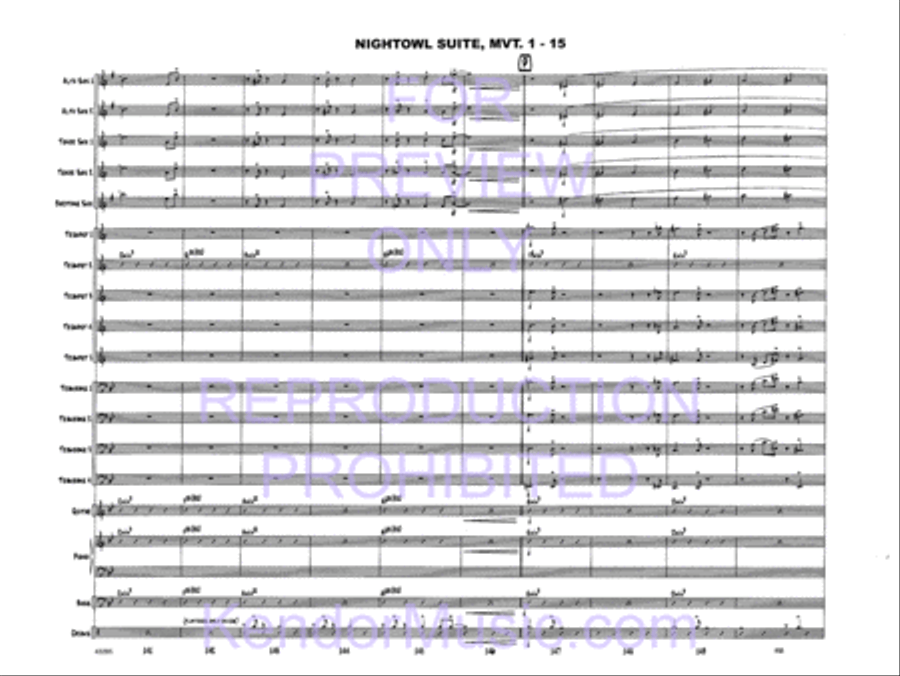Nightowl Suite, Movement 1 (11 p.m. - Searching For Birdland) Jazz Ensemble scores gallery preview page 17