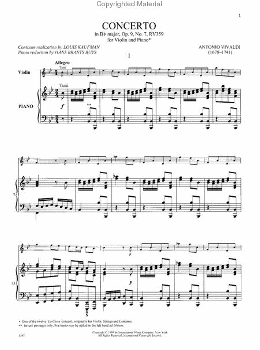 Concerto In B Flat Major, Rv 359 (Opus 9, No. 7) Violin Solo scores gallery preview page 2