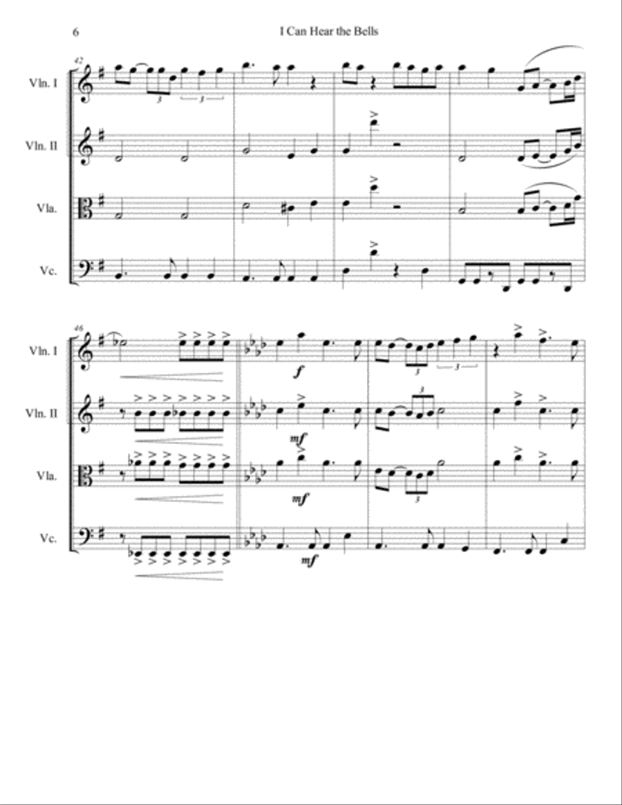 I Can Hear The Bells String Quartet scores gallery preview page 6