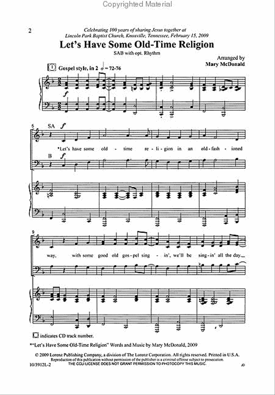 Let's Have Some Old-Time Religion 3-Part scores gallery preview page 2