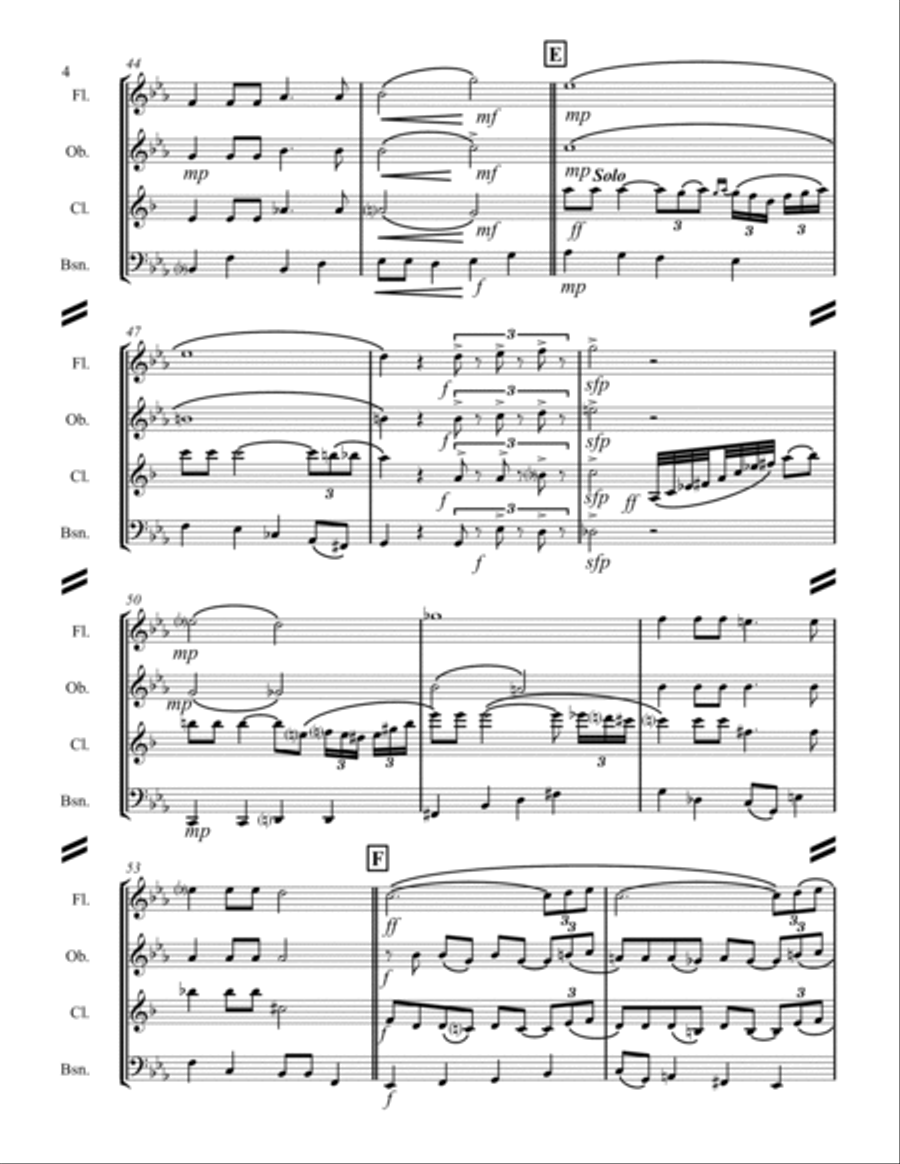 Moonlight Serenade Woodwind Quartet scores gallery preview page 5