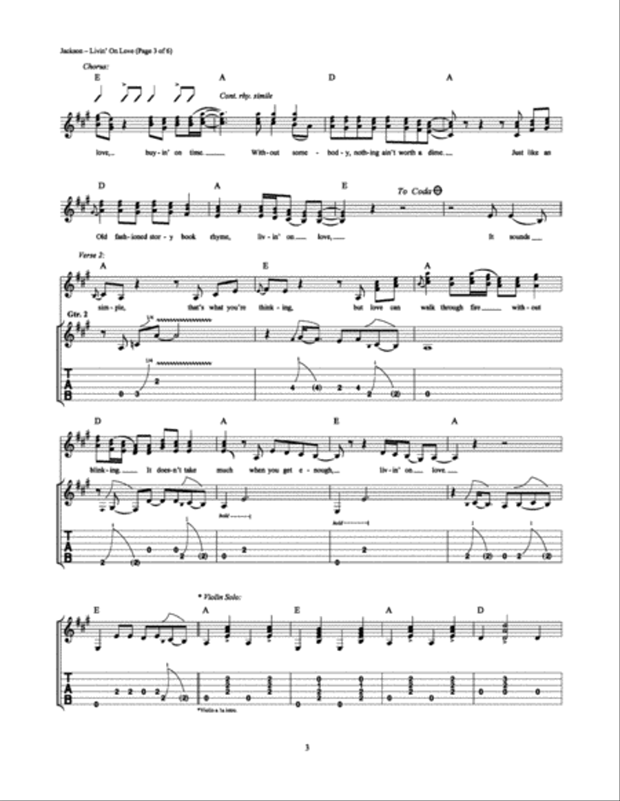 Livin' On Love Electric Guitar scores gallery preview page 3