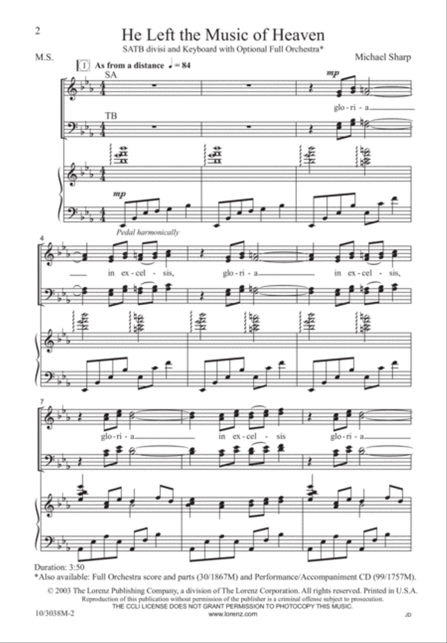 He Left the Music of Heaven Divisi scores gallery preview page 2