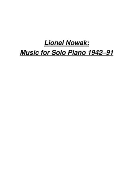 [NowakL] Music for Solo Piano 1942-91