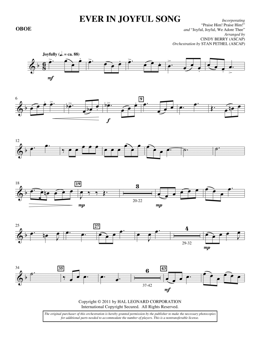Ever In Joyful Song - Oboe Choir scores gallery preview page 1