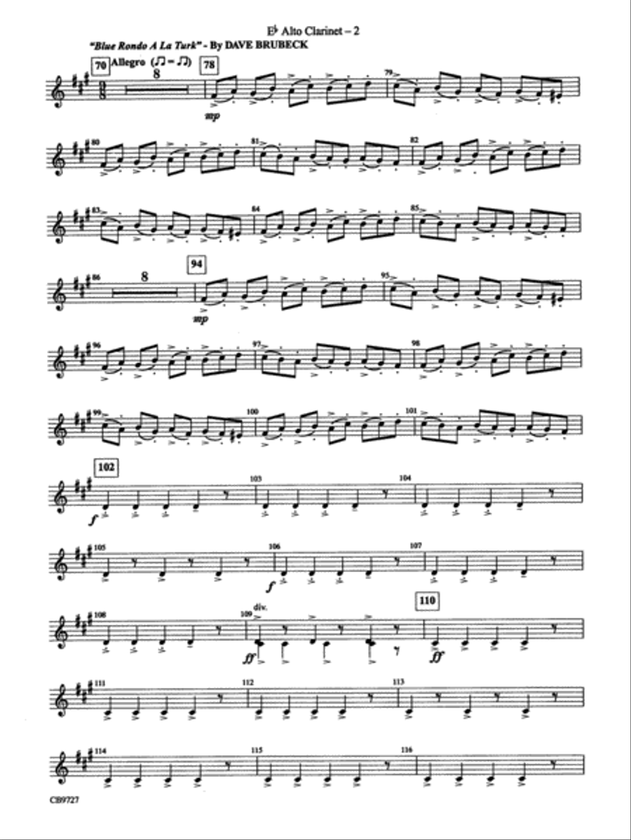 Dave Brubeck: It's About Time: E-flat Alto Clarinet Concert Band scores gallery preview page 2