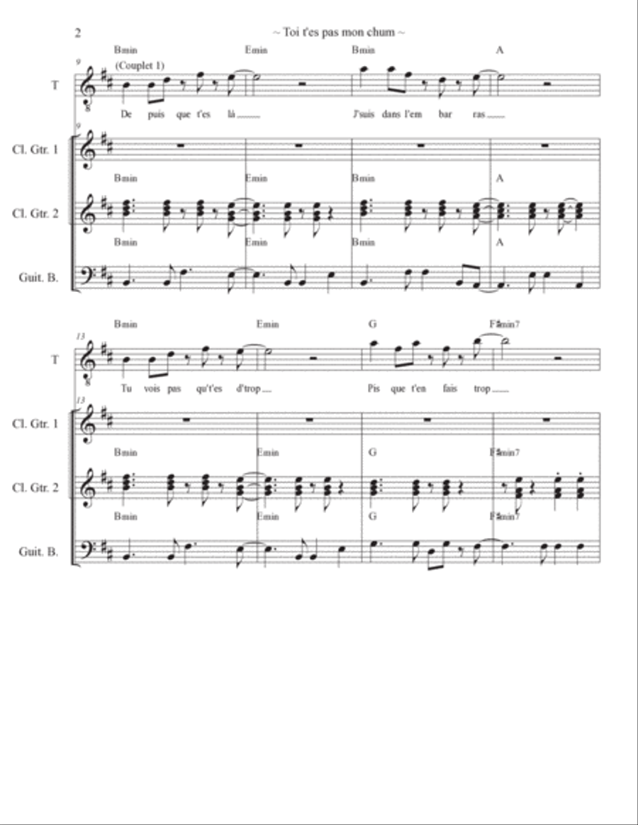 Toi t'es pas mon chum ! Toi t'es pas mon chum ! Electric Guitar scores gallery preview page 2