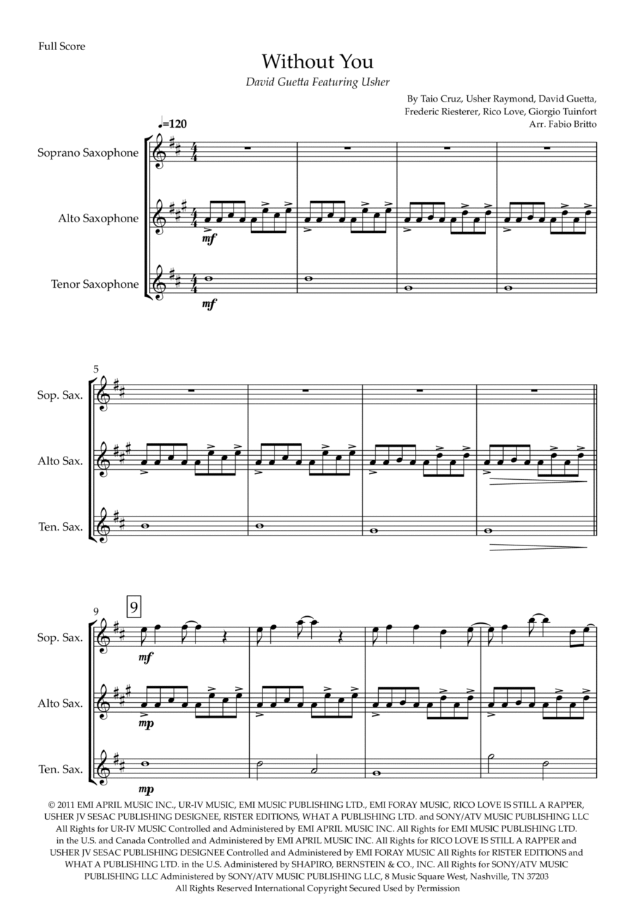 Without You Woodwind Trio scores gallery preview page 1