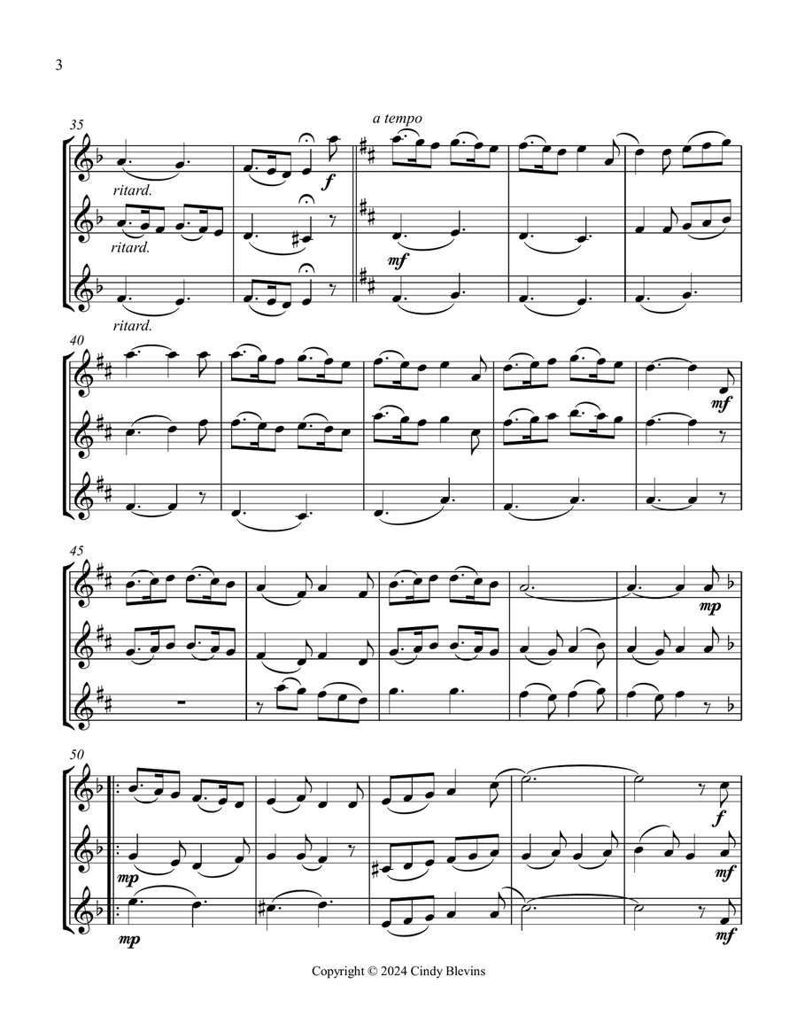 Gesu Bambino, for Violin Trio String Trio scores gallery preview page 4