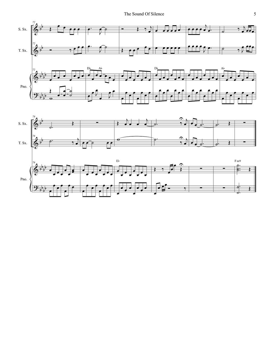 The Sound Of Silence Woodwind Duet scores gallery preview page 5