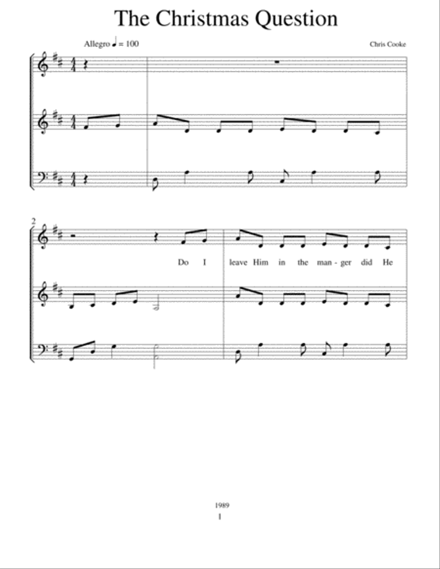 The Christmas Question Unison Choir scores gallery preview page 6