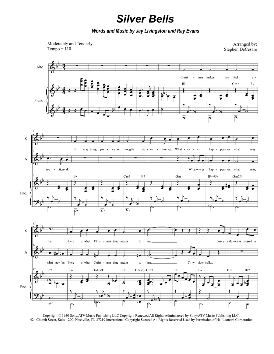 Silver Bells Silver Bells Alto Voice scores gallery preview page 1