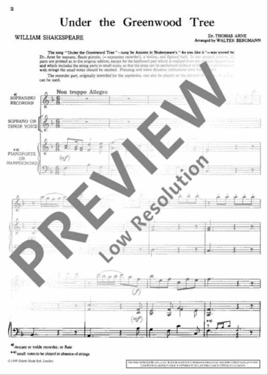 Under the Greenwood Tree Under the Greenwood Tree Recorder scores gallery preview page 3
