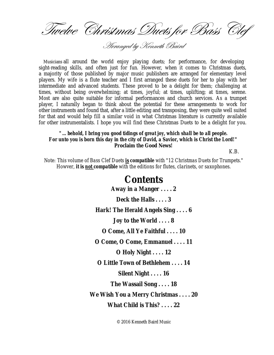 12 Christmas Duets for Bass Clef Instruments Small Ensemble scores gallery preview page 2