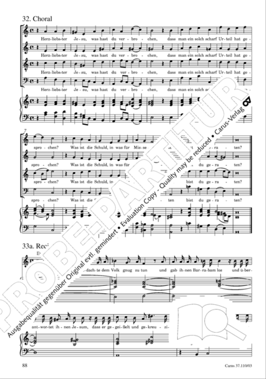 Markuspassion. Werkausgabe Reihe 1, Bd. 7 (Homilius) 4-Part scores gallery preview page 95