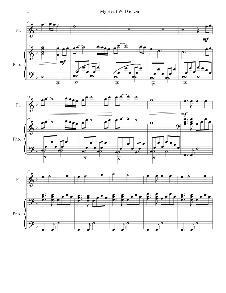 My Heart Will Go On (Love Theme from Titanic) Flute Solo scores gallery preview page 4