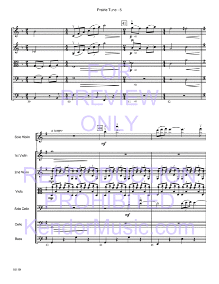 Prairie Tune (Inner Mongolian folk song) (Full Score) String Orchestra scores gallery preview page 6
