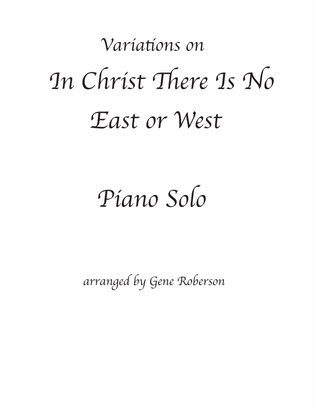 In Christ There Is No East or West Piano Solo