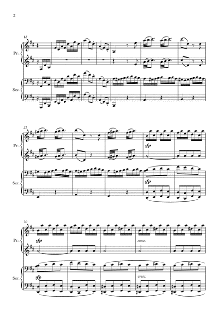 Mozart Sonata in D, K. 448 for 2 Pianos (3rd movement) Arranged for 1 piano-4 hands by Philip Kim 1 Piano, 4-Hands scores gallery preview page 3