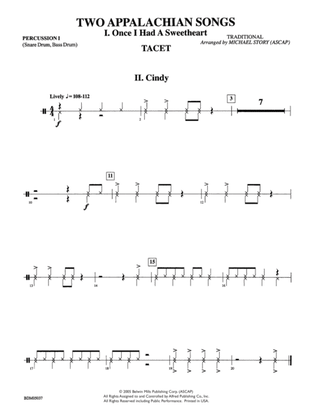 Two Appalachian Songs (I. "Once I Had a Sweetheart," II. "Cindy"): 1st Percussion