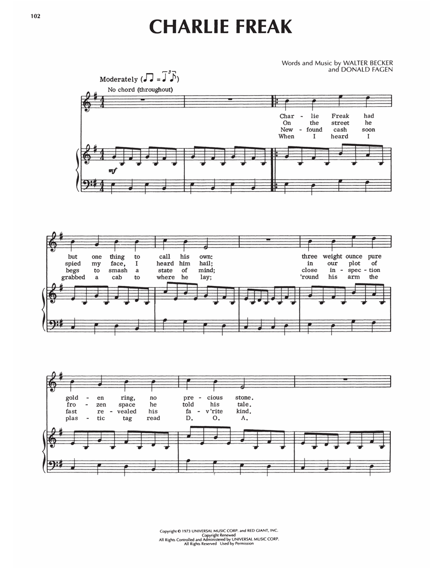 Charlie Freak Piano, Vocal, Guitar scores gallery preview page 1
