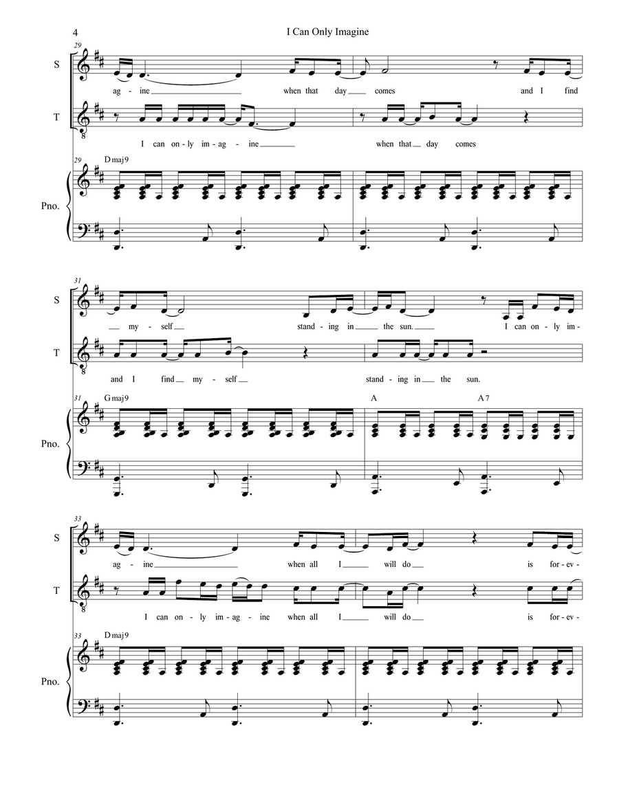 I Can Only Imagine Tenor Voice scores gallery preview page 4