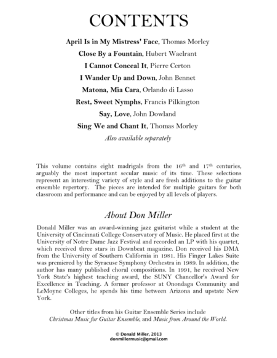 Eight Madrigals for Guitar Ensemble Guitar Ensemble scores gallery preview page 2