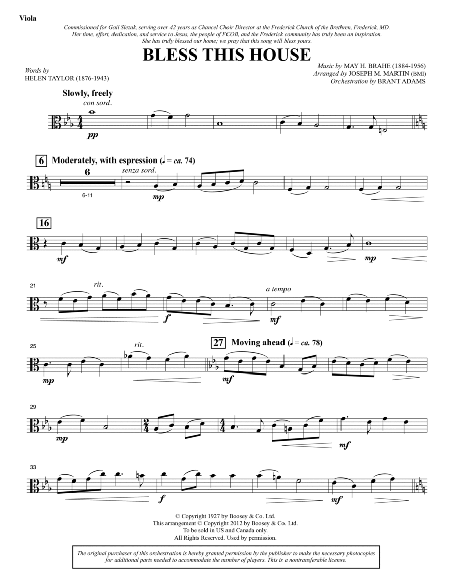 Bless This House - Viola Choir scores gallery preview page 1