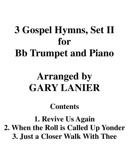 3 GOSPEL HYMNS, SET II (Duets for Bb Trumpet & Piano) image number null