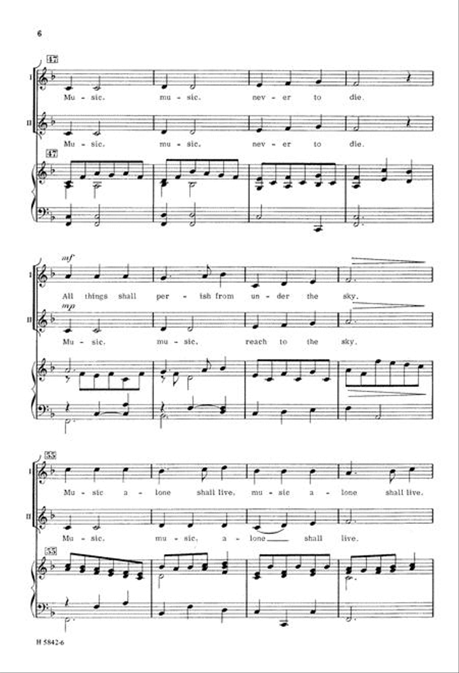 Music Alone Shall Live 2-Part scores gallery preview page 6