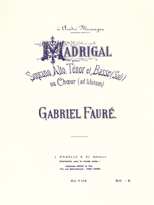 Madrigal Op.35 (choral-mixed Accompanied)
