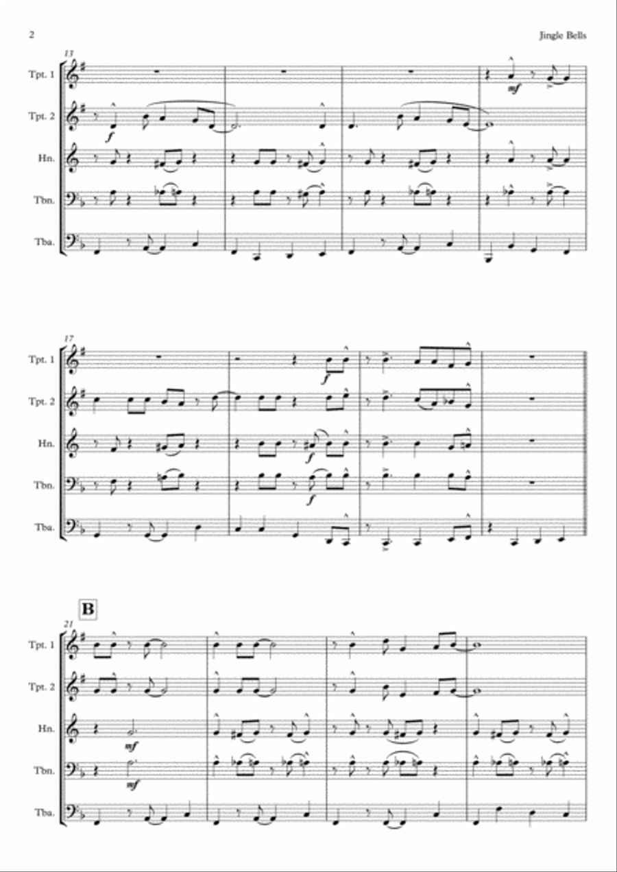 Jingle Bells - Brass Quintet Brass Quintet scores gallery preview page 3
