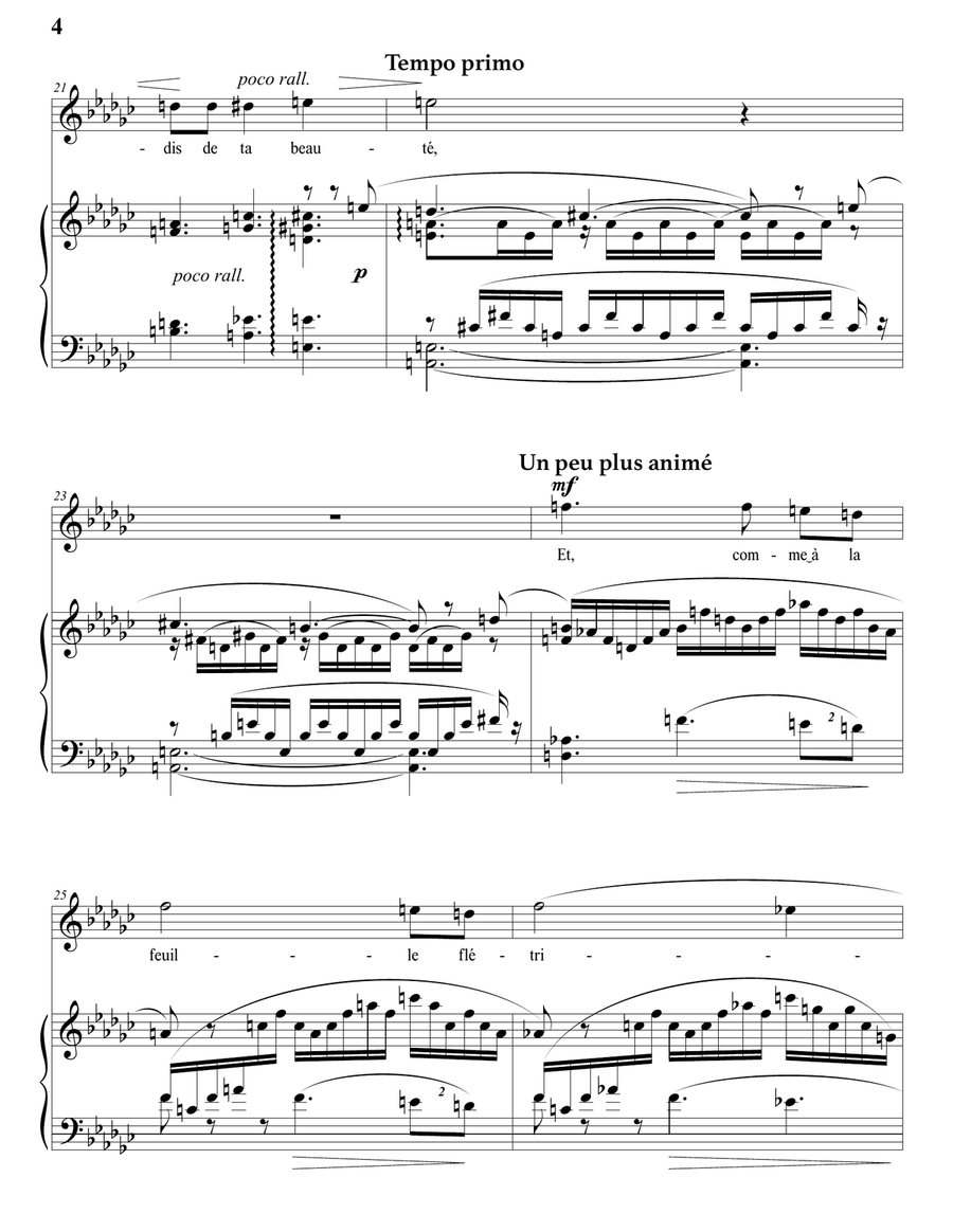 DUPARC: Testament (transposed to E-flat minor) Piano, Vocal scores gallery preview page 5