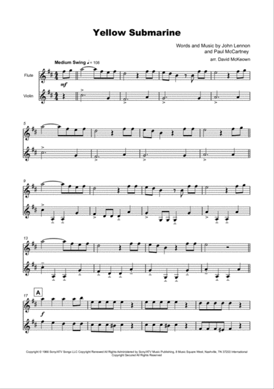 Yellow Submarine Flute scores gallery preview page 2