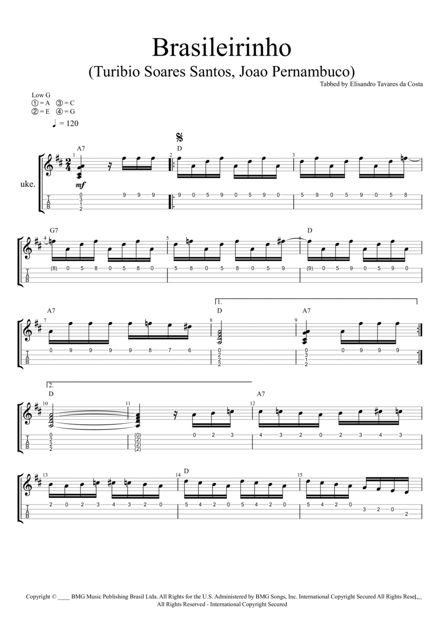 Brasileirinho Ukulele scores gallery preview page 1