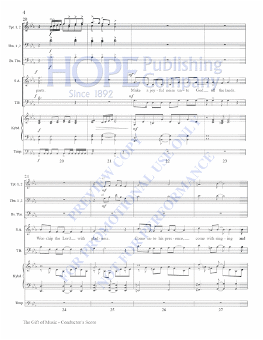 Gift of Music, The- Brass Parts: Conductor's Score: 2 B-flat Trumpets, 3 Trombon Choir scores gallery preview page 6