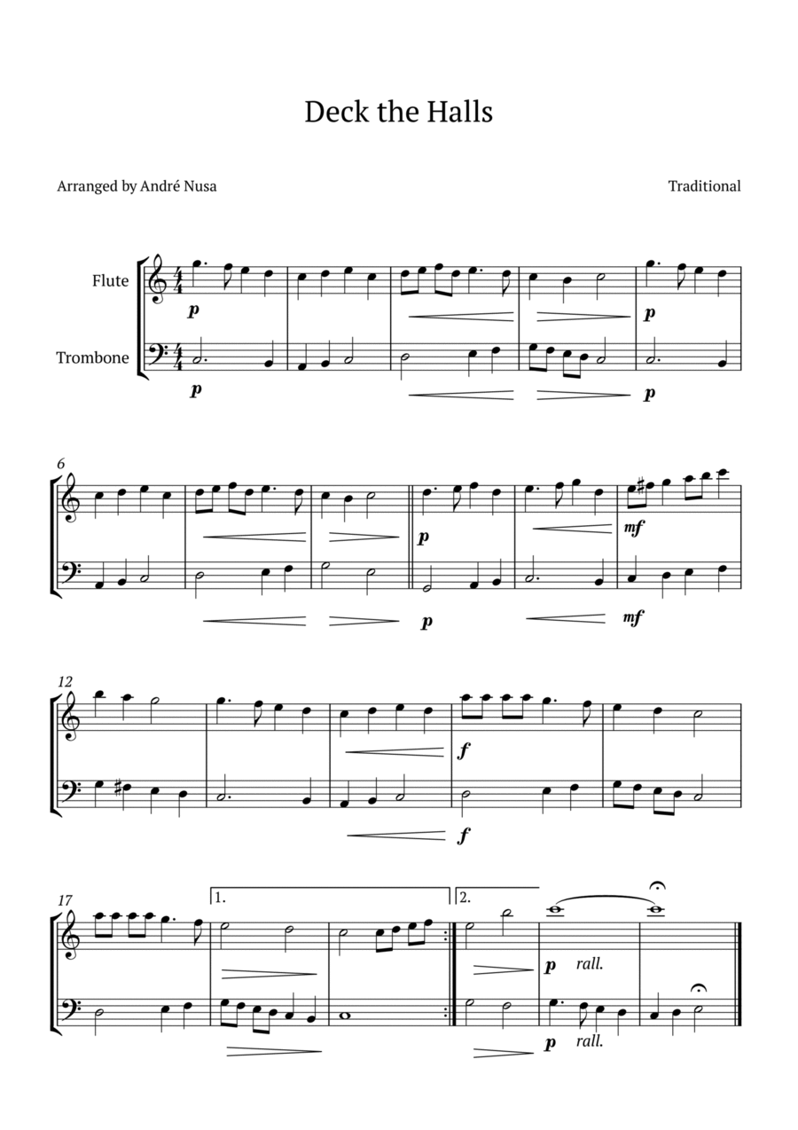 Deck the Halls Flute scores gallery preview page 1