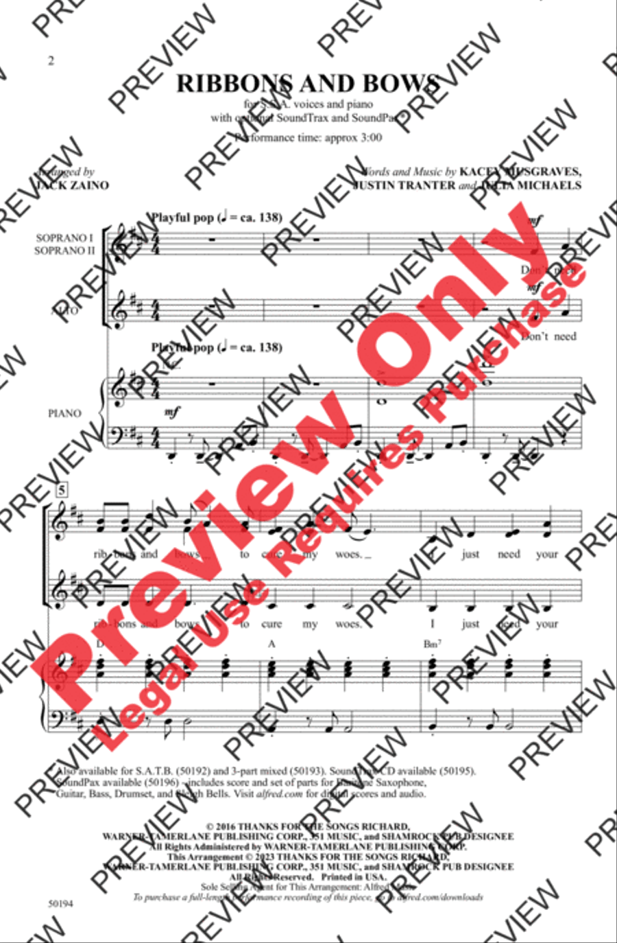 Ribbons and Bows Women's Choir scores gallery preview page 2