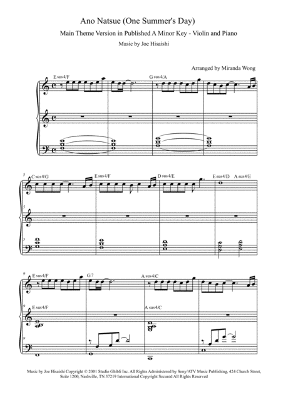 Ano Natsue (one Summer's Day) Flute scores gallery preview page 2