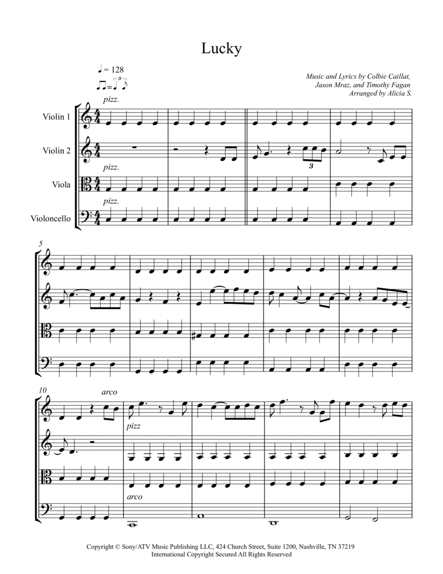Lucky String Quartet scores gallery preview page 1
