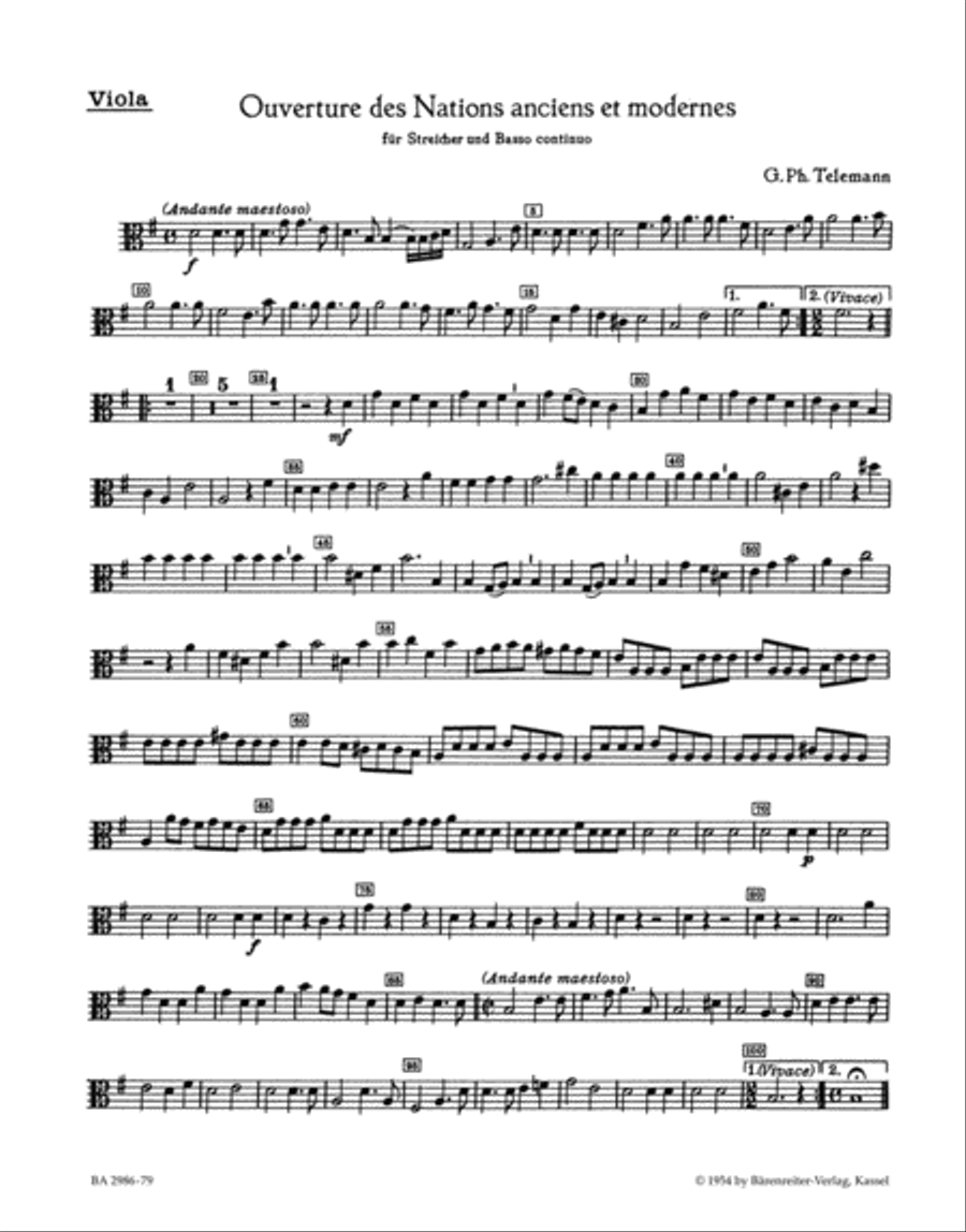 Ouverture des Nations anciens et modernes G major TWV 55:G 4 Viola scores gallery preview page 1